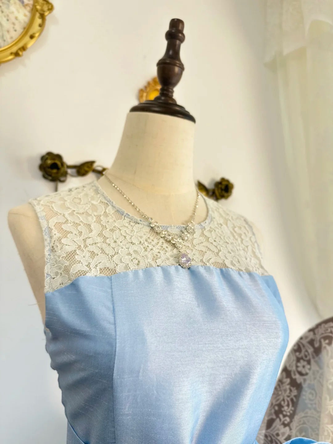 amakanas-Blue satin vintage short homecoming dress birthday dress gh5215