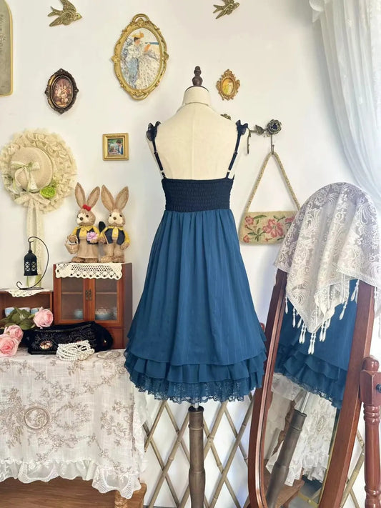 amakanas-Navy blue vintage short chiffon homecoming dress birthday dress gh5223