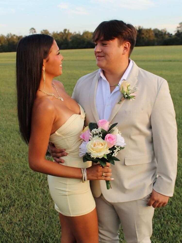 Yellow Formal Dress Short Bodycon Homecoming Dresses Tight