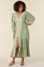 Ina Splice Printed Button Up Maxi Gown Dress - Image 9