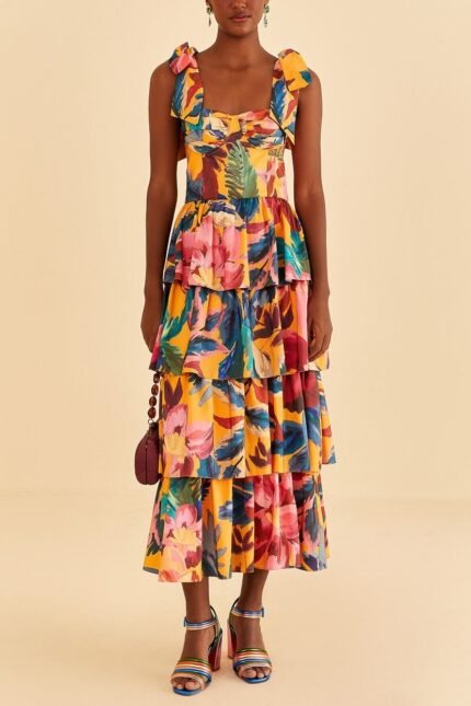 Aaliyah Floral Printed Maxi Strap Dress