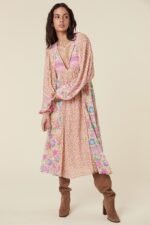Aditi Splice Print Loose-fit Midi Peasant Dress - Image 4