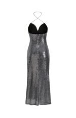 Afra Diamanté Halterneck Midi Sequins Dress - Image 6