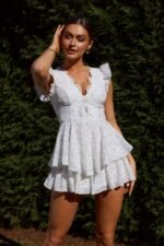 Ally Printed Trimed Lace Tiered Mini Dress - Image 6