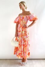 Andrea Printed Off-shoulder Puff Sleeve Tiered Maxi Dress - Image 2