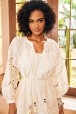 Ariella Embroidered Hollow Midi Dress - Image 5