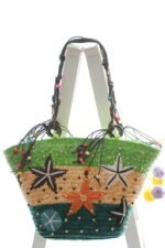 Arora Embroidered Seastar Weave Straw Tote Bag - Image 7