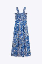 Aurelian Shirred Bodice Strap Flare Midi Dress - Image 6
