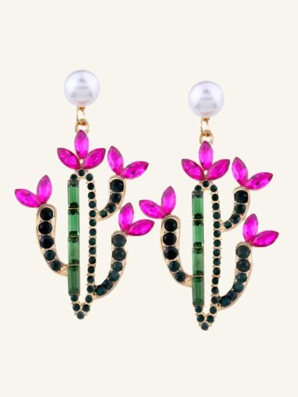 Cactus Diamante Drop Earrings