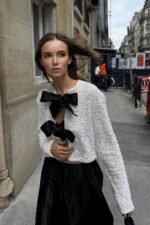 Cara Bow-tie Sequins Crop Top - Image 5