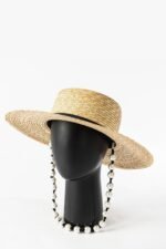Carla Beaded Chain Straw Hat - Image 3