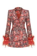 Carlin Printed Feather Belted Mini Blazer Dress - Image 8