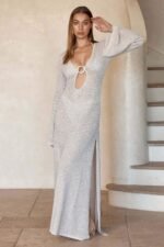 Chaya V-neck Crochet Knit Maxi Dress - Image 5
