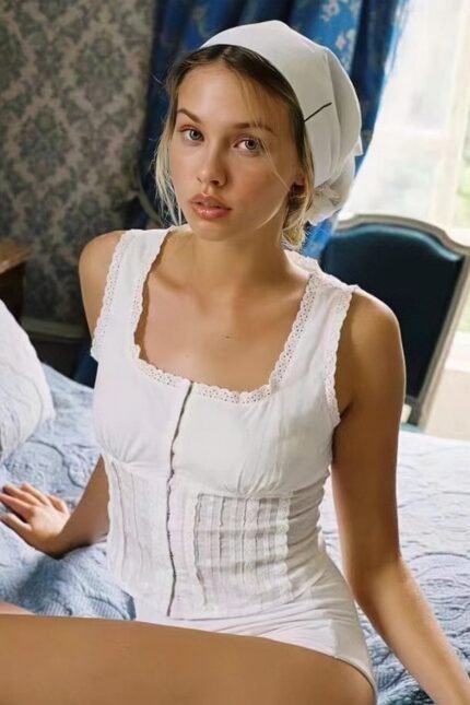 Cora Pleated Lace-up Cotton Tank Top