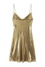 Dreda Metallic Cowl Neck Mini Slip Dress - Image 4