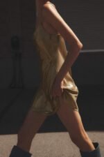 Dreda Metallic Cowl Neck Mini Slip Dress - Image 3