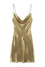 Dreda Metallic Cowl Neck Mini Slip Dress - Image 2