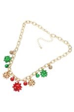 Eileen Christmas Jingle Bell Alloy Flower Necklace - Image 5