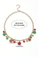 Eileen Christmas Jingle Bell Alloy Flower Necklace - Image 4