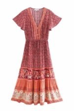 Ellie Printed V-neck Midi Dress - Image 3