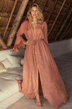 Elvira Button-up Drawstring Maxi Cover-up - Image 2