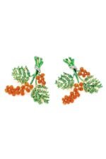 Enamel Red Pine Cone Earrings
