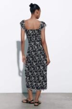 Eve Embroidered Sweetheart Midi Dress - Image 5