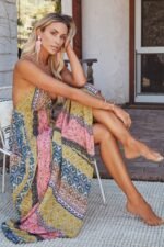 Freda Print Stripe Backless Maxi Sundress - Image 2