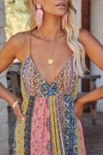 Freda Print Stripe Backless Maxi Sundress - Image 4