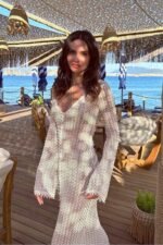 Georgia V-neck Crochet Maxi Dress - Image 3