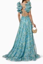 Ginny Printed Ruffle Lace Up Chiffon Maxi Dress - Image 2