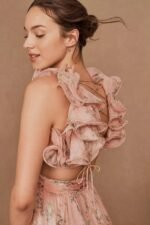 Ginny Printed Ruffle Lace Up Chiffon Maxi Dress - Image 6