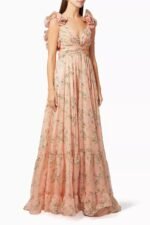 Ginny Printed Ruffle Lace Up Chiffon Maxi Dress - Image 9