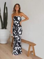 Ginny Printed Strapless Trumpet Maxi Slip Dress - Image 4