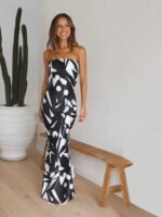 Ginny Printed Strapless Trumpet Maxi Slip Dress - Image 6