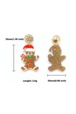 Glitter Gingerbread Man Drop Earrings - Image 3