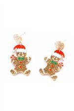 Glitter Gingerbread Man Drop Earrings - Image 4