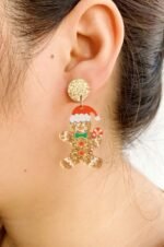 Glitter Gingerbread Man Drop Earrings - Image 2