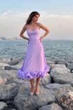 Gloria Ruffle A-line Slip Midi Dress - Image 2