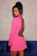 Hedy Diamante V-neck Backless Blazer Dress - Image 2