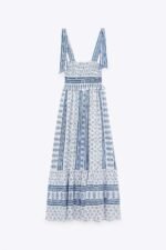 Helga Printed Shirred Strap Midi Dress - Image 6