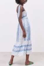 Helga Printed Shirred Strap Midi Dress - Image 3