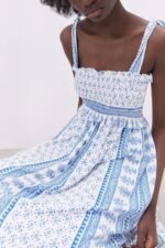 Helga Printed Shirred Strap Midi Dress - Image 2