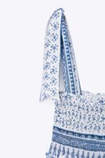 Helga Printed Shirred Strap Midi Dress - Image 8