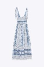 Helga Printed Shirred Strap Midi Dress - Image 7