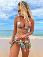 Jane Printed Three-piece Bikini Set - Image 2