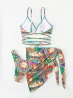 Jane Printed Three-piece Bikini Set - Image 5