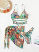 Jane Printed Three-piece Bikini Set - Image 6