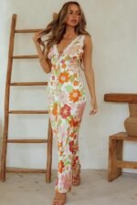 Jill Printed V-neck Lace Maxi Dress - Image 9