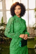 Joa Embroidered Lace Trimmed Flare Maxi Dress - Image 5